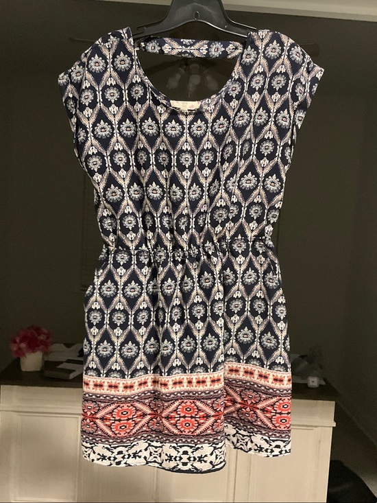 Hippie Rose Dresses & Skirts - Hippie Rose Navy, Coral & White Printed Cap-Sleeve Mini Dress